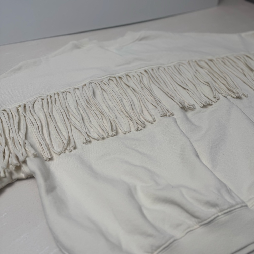 Clare V. Fringe Cream Sweatshirt - Picture 4 of 7